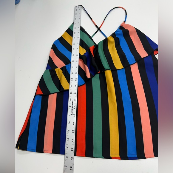 Tyche Brand Ruffle Striped Camisole Tank Size Small Bright Colorful - Picture 4 of 5